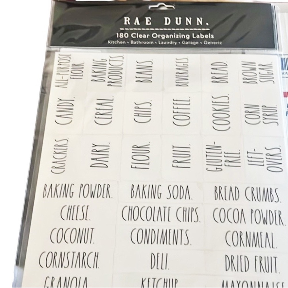 NEW Rae Dunn Clear ORGANIZING LABELS - NIP